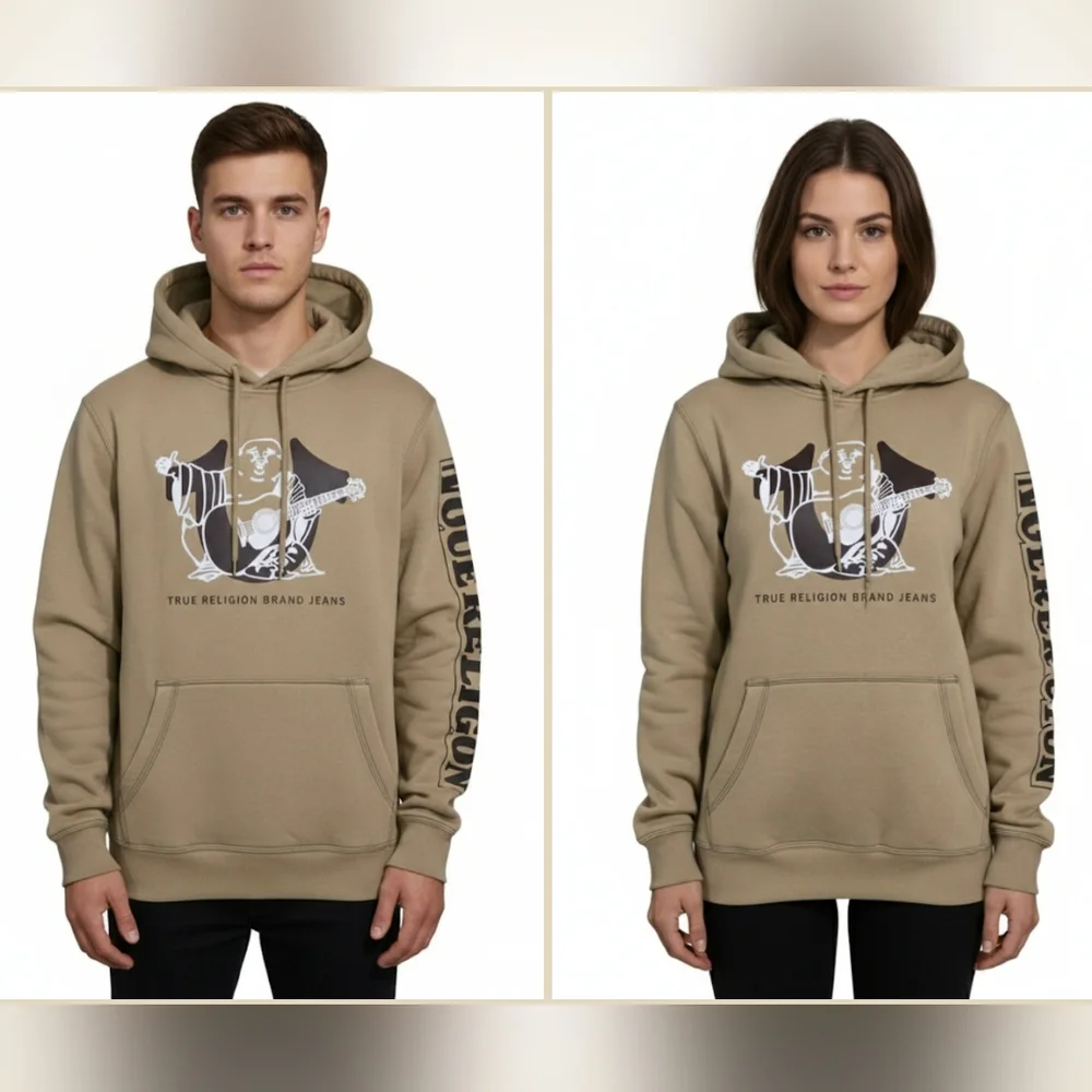 True Religion Budha Guitar Khaki Hoodie for Men NWT Size L
